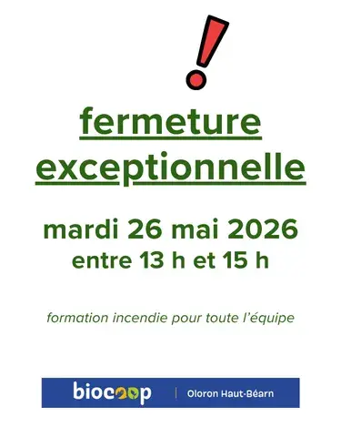 Fermeture exceptionnelle 26 mai 2026
