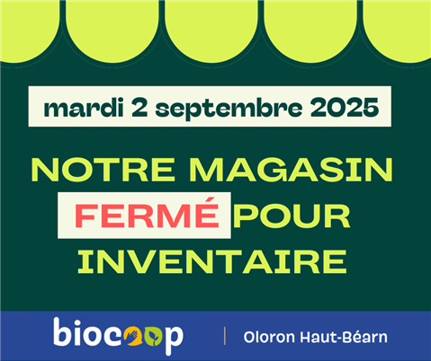 Fermeture exceptionnelle pour inventaire !