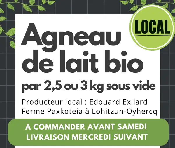 Agneau de lait bio et local